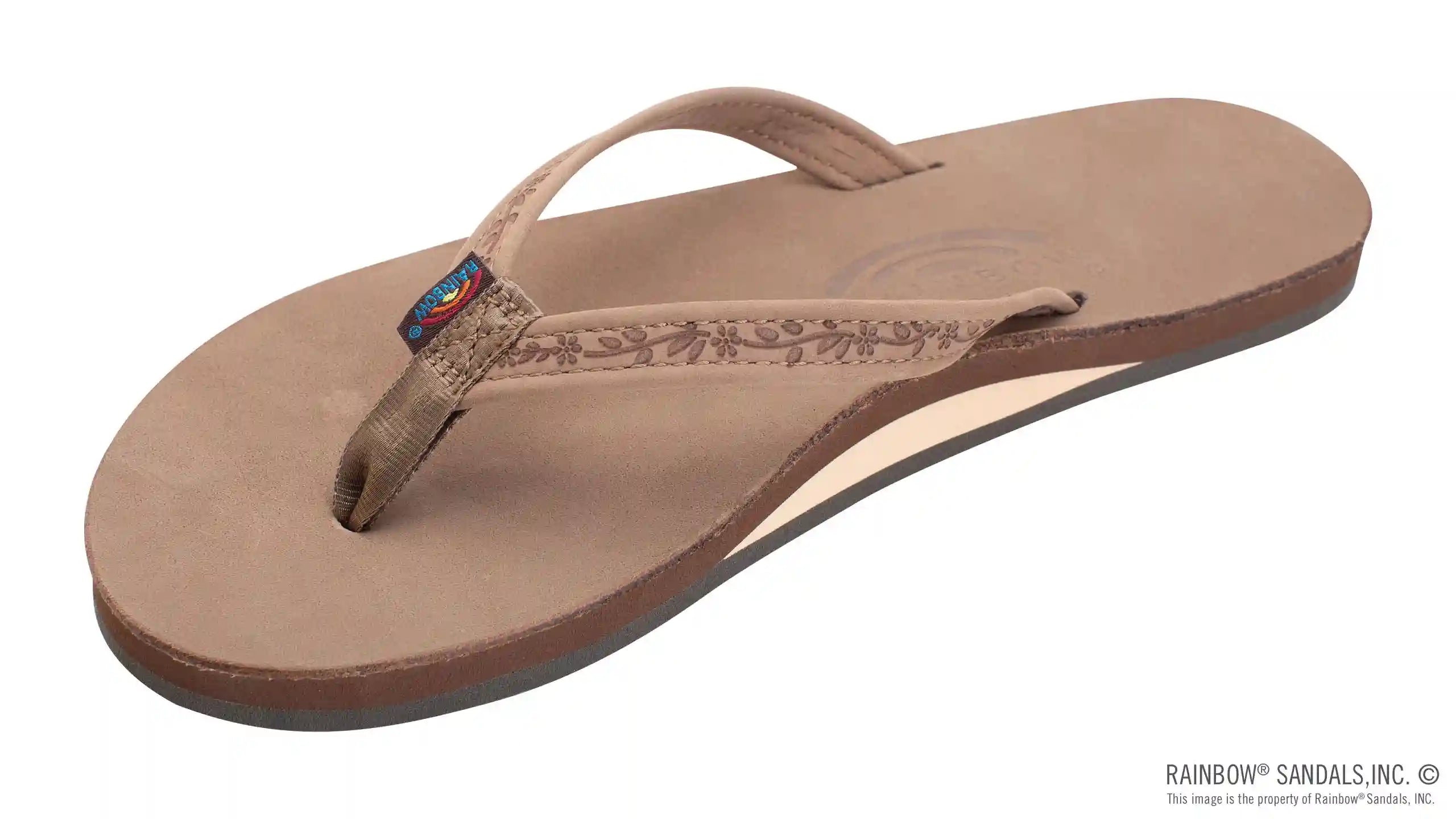 Las Flores - Single Layer Premier Leather with a Floral 1/2 Narrow Strap