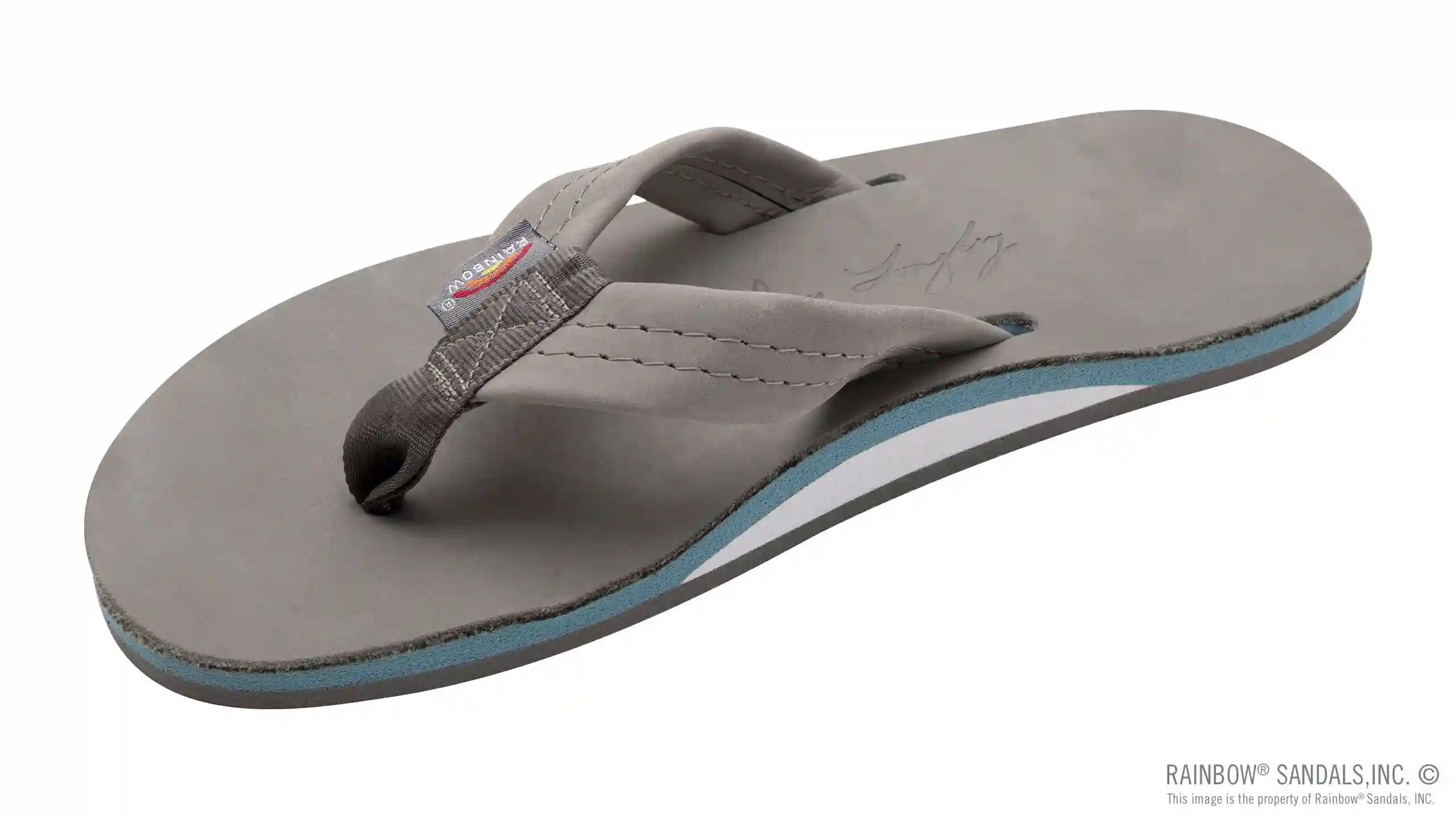 Signature Series - Women's Single Layer Premier Grey Leather Lt. Blue Midsole 1 Wide Strap