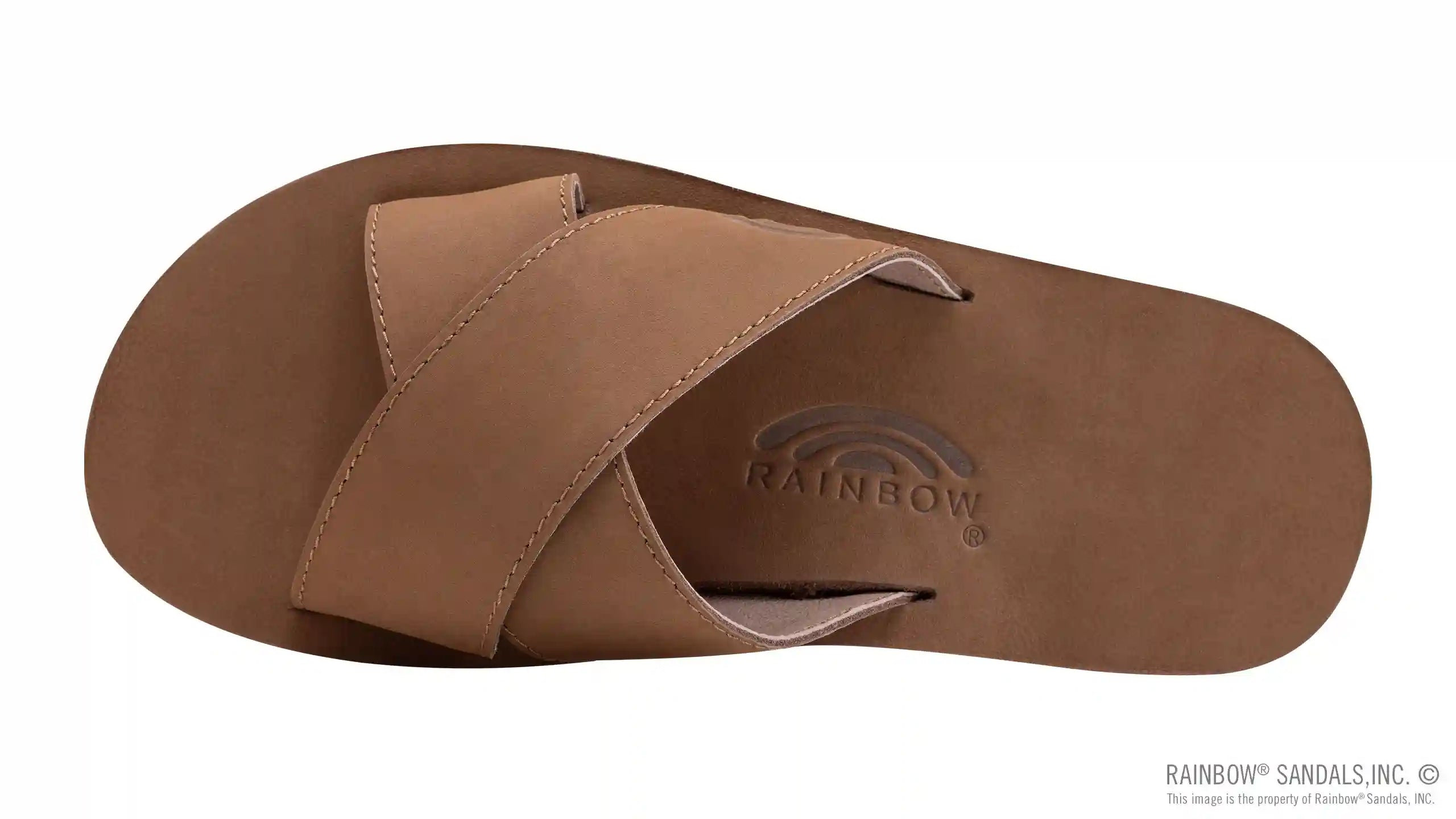 Premier Leather Top Sole Single Layer Arch Cross Strap Flat Stitch Slide - Image 3