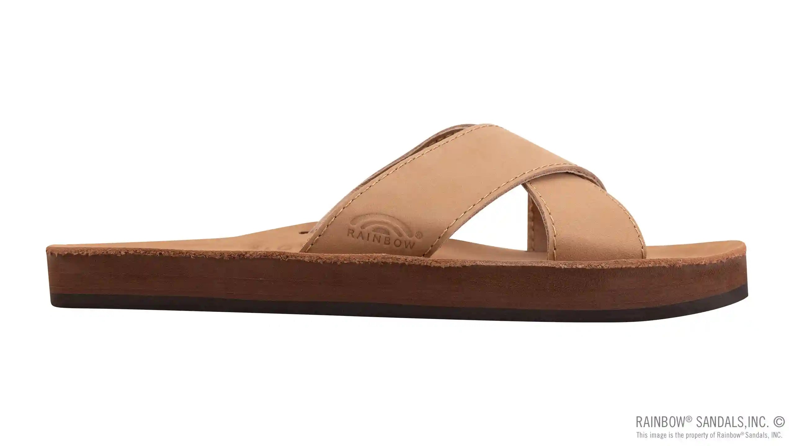 Premier Leather Top Sole Single Layer Arch Cross Strap Flat Stitch Slide - Image 19