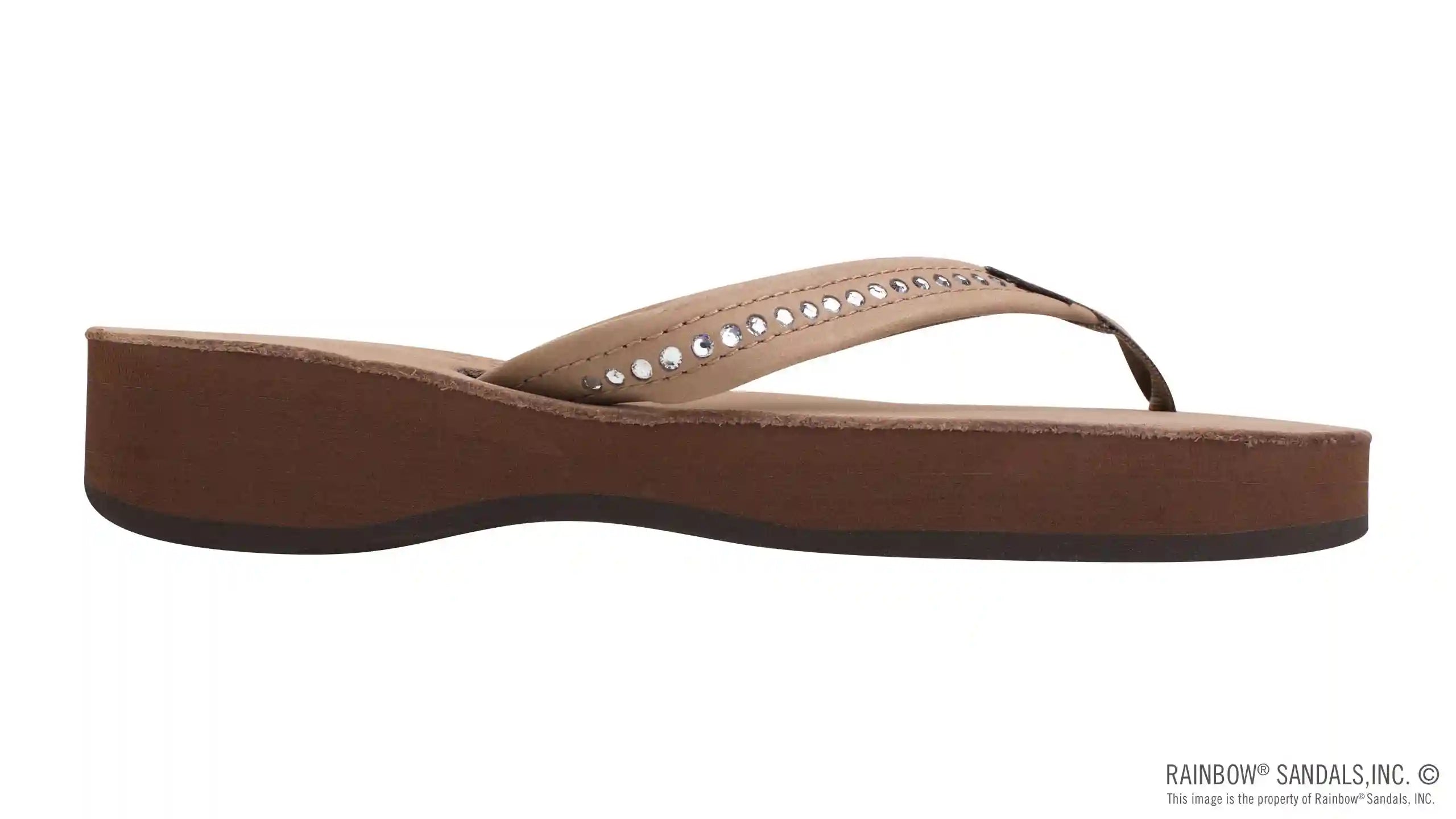Four Layer Leather Wedge - 3/4 Strap with Crystals - Image 4
