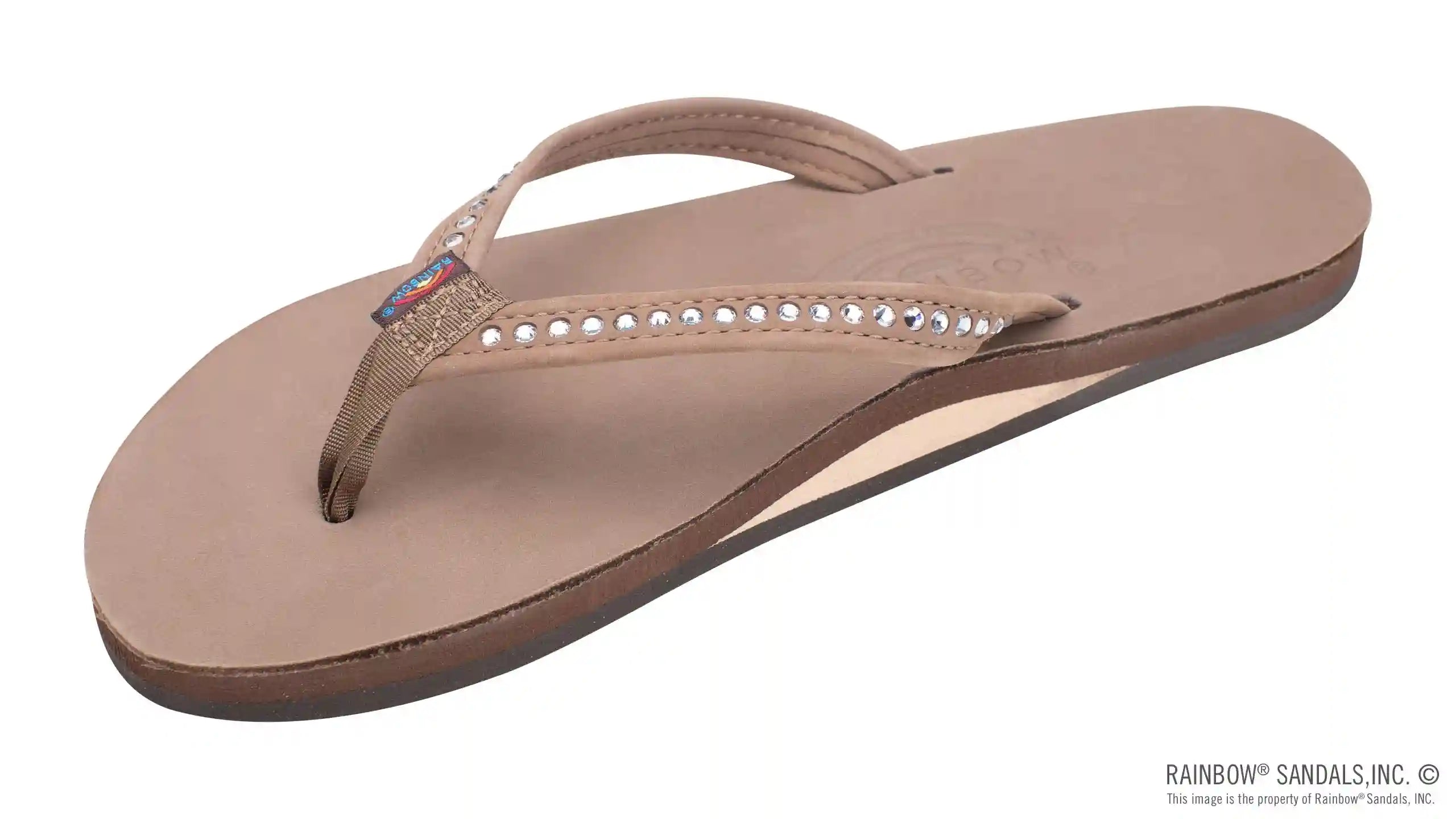 Crystal Collection - Single Layer Arch Support Leather 1/2 Narrow Strap with Crystals