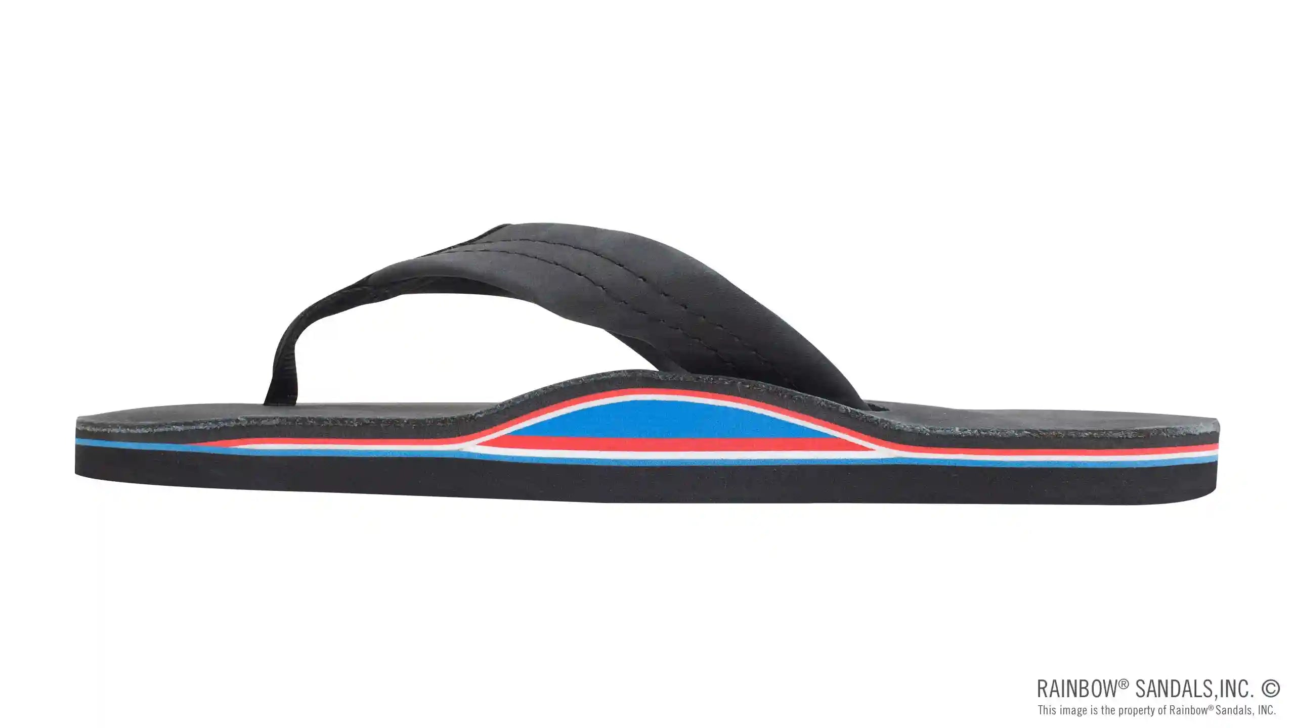 The Americana - Women's Single layer Premier Leather Red White & Blue Mid Sole with a 1 Strap - Image 2