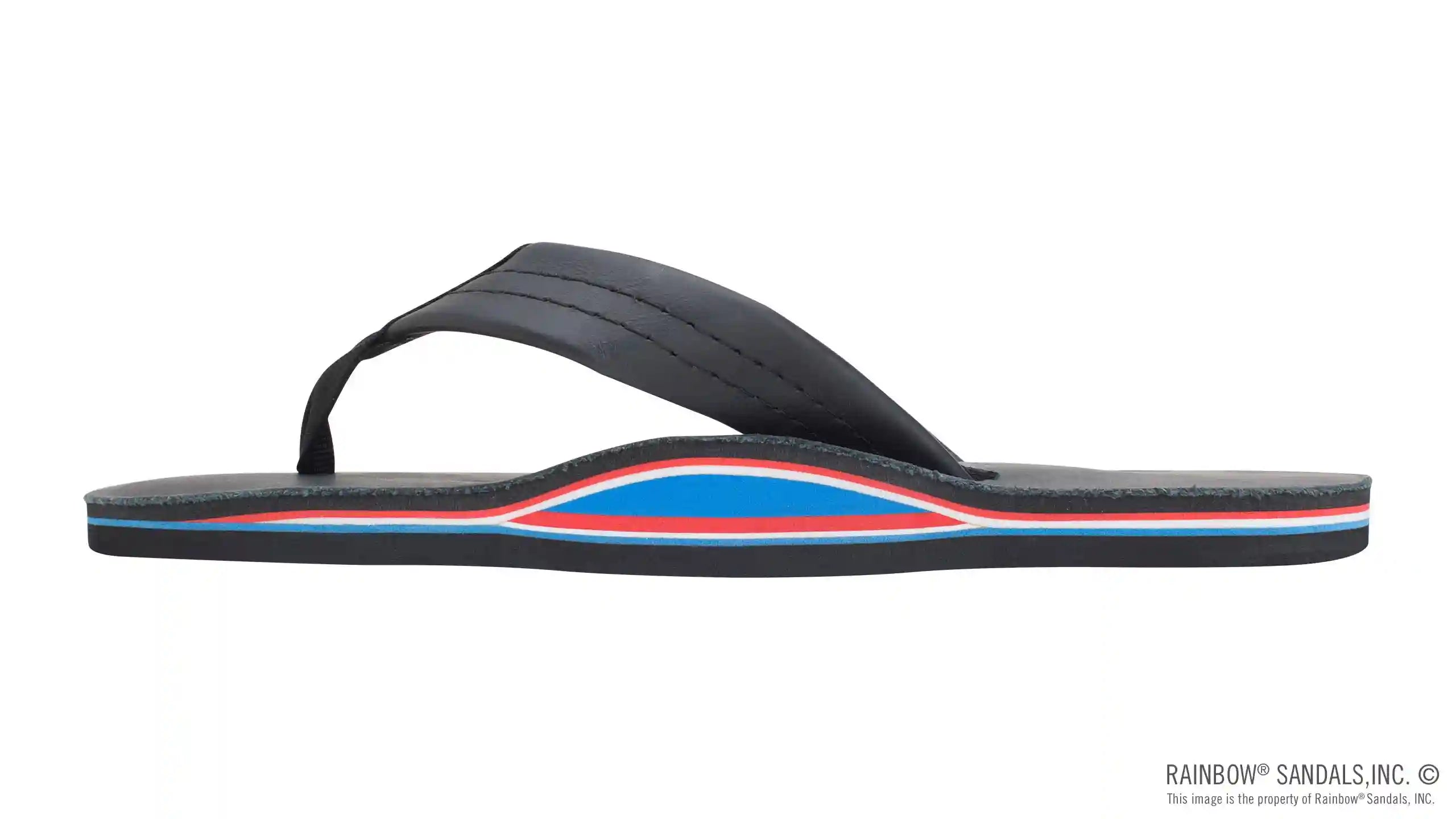 The Americana - Women's Single Layer Classic Leather Red White & Blue Mid Sole with a 1 Strap - Image 2