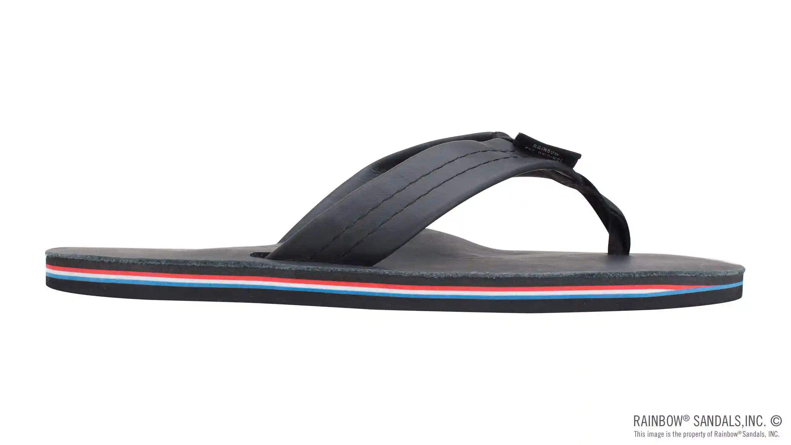 The Americana - Women's Single Layer Classic Leather Red White & Blue Mid Sole with a 1 Strap - Image 4