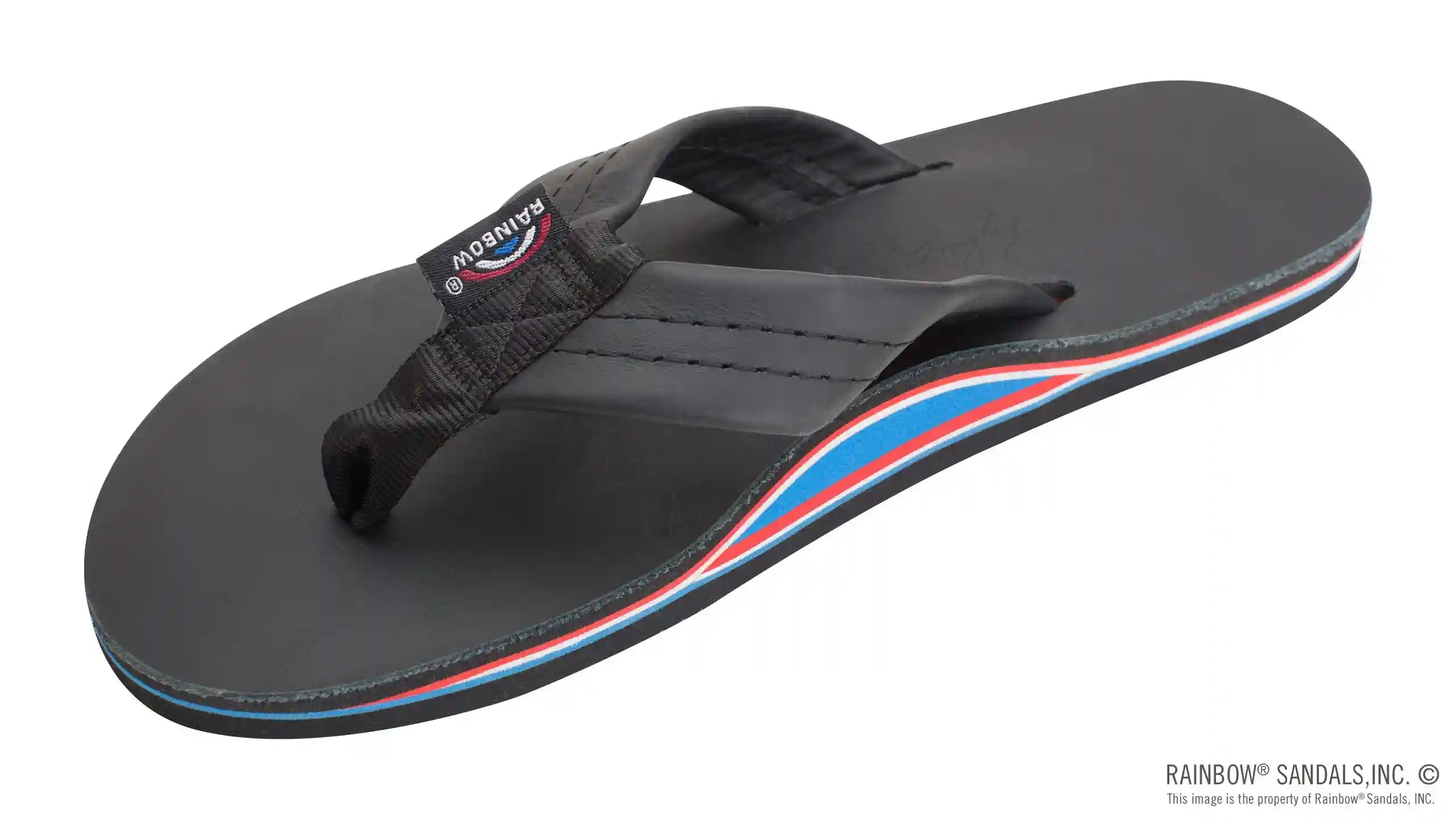 The Americana - Women's Single Layer Classic Leather Red White & Blue Mid Sole with a 1 Strap