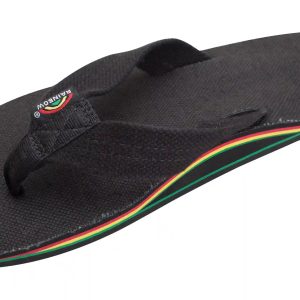 The Rastafarian - Single Layer Black Hemp with Rasta Mid Sole