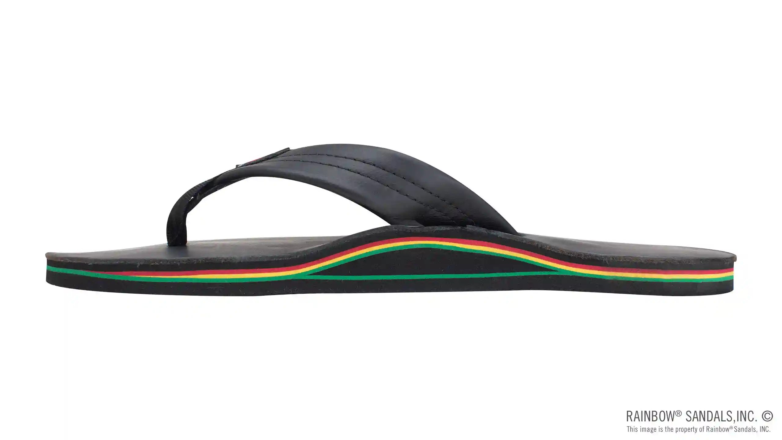 The Rastafarian - Single Layer Classic Black Leather with Rasta Mid Sole - Image 2
